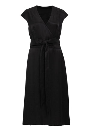 02/11 Wrap Dress shiny black front – hello'ben store