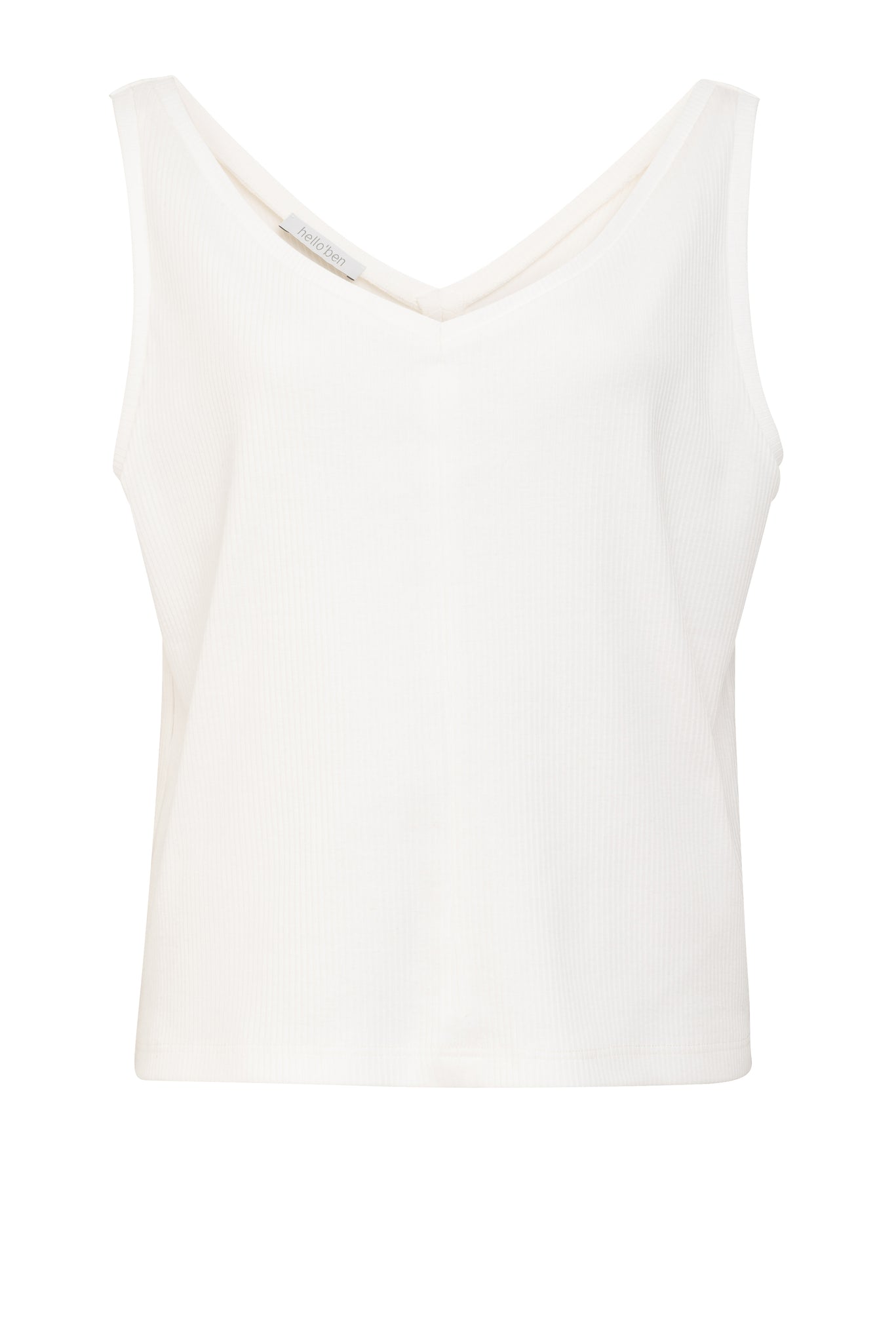 02/13 Organic Cotton Top V-neck white front by hello'ben