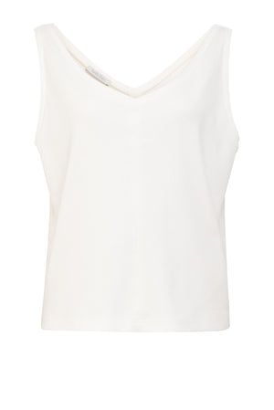 02/13 Organic Cotton Top V-neck white front by hello'ben