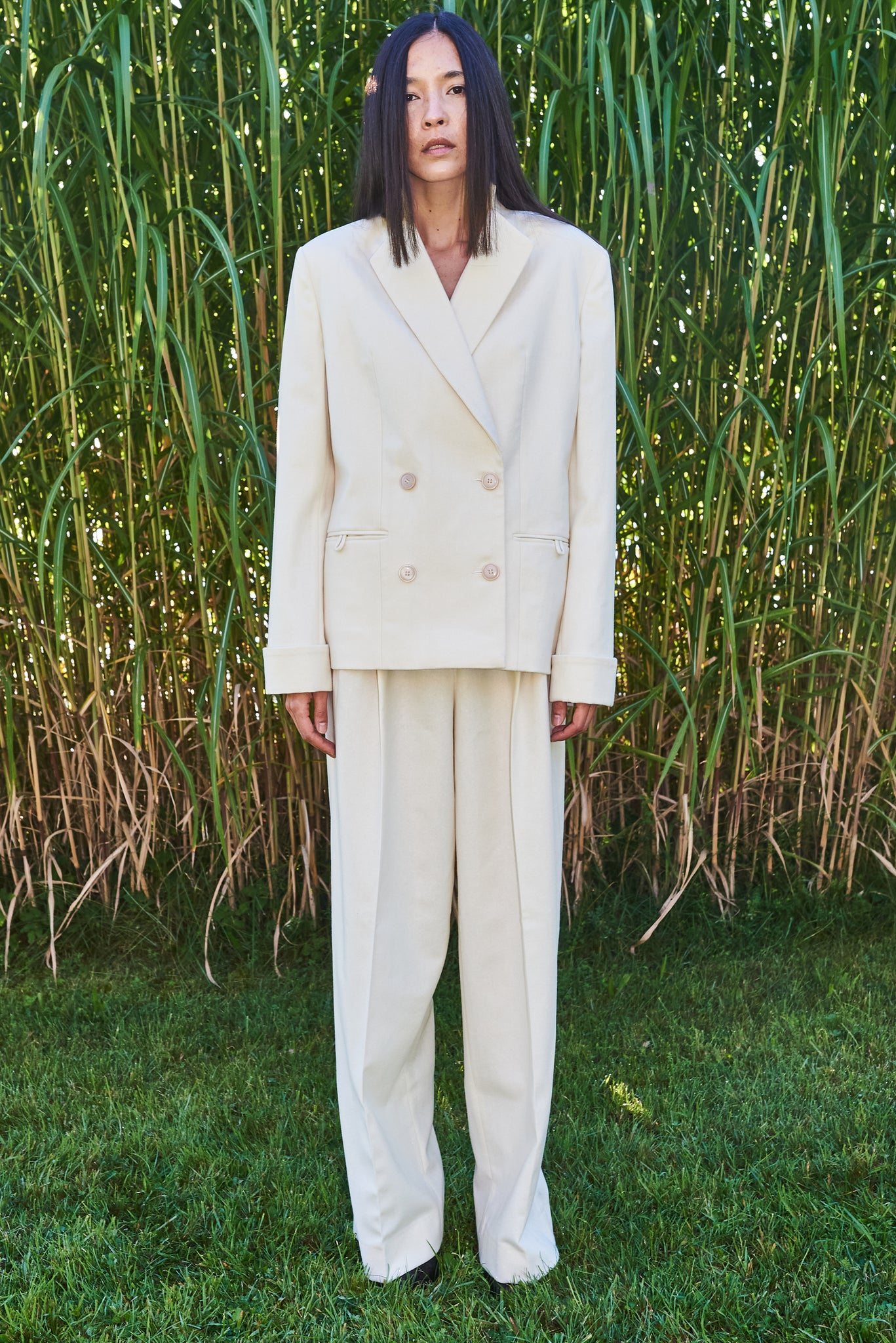 01/2 High Waisted Pants ivory suit - hello'ben store