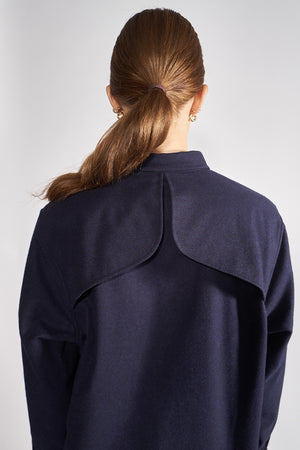03/15 Flannel Overshirt Navy suit female back - hello'ben store