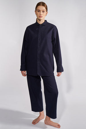 03/15 Flannel Overshirt Navy suit female- hello'ben store