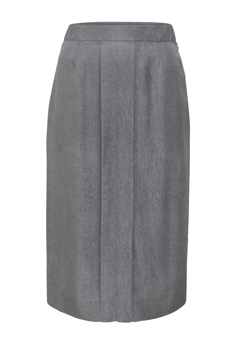 02/14 Satin Midi Skirt silver front - hello'ben store
