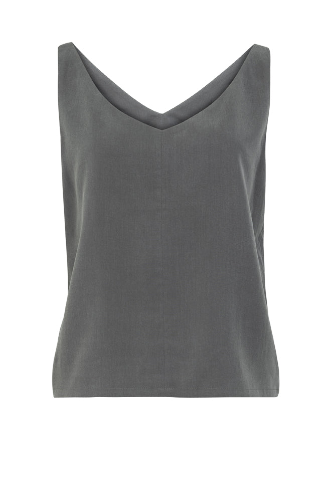 02/13 Top V-neck Tencel grey front hello'ben