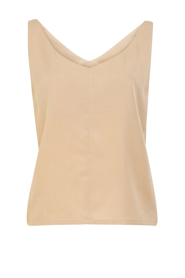 02/13 Top V-neck Tencel sand front - hello'ben store