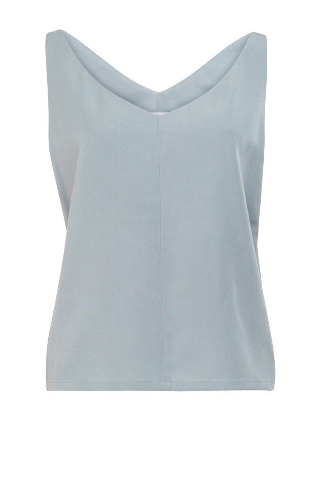 02/13 Top V-neck Tencel light blue front - hello'ben store