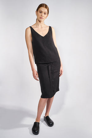 02/14 Satin Midi Skirt black skirt and top - hello'ben store