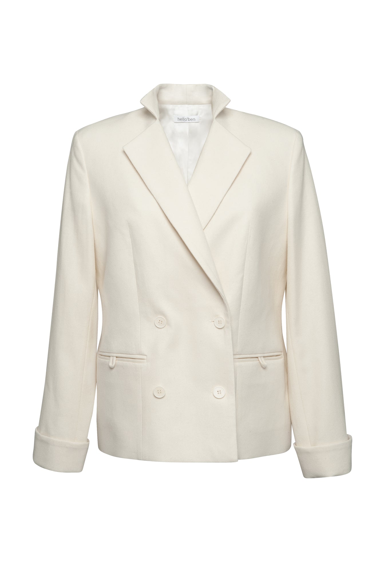 Organic Wool Jacket Ivory frontside - hello'ben store