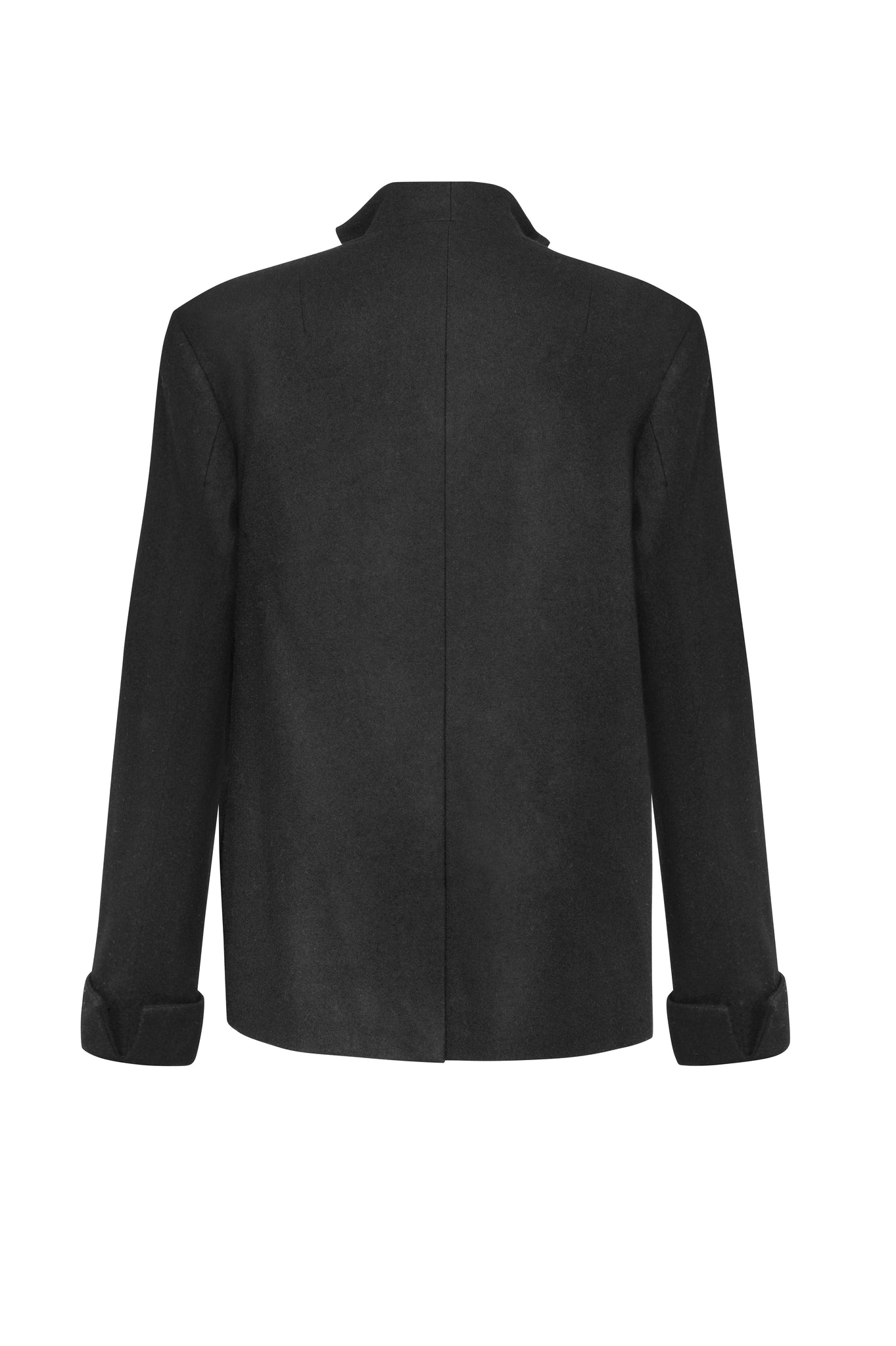 organic wool jacket black from the back - hello'ben store