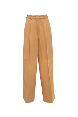 01/2 Structured High Waisted Pants Mustard frontside - hello'ben store