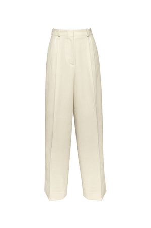 01/2 High Waisted Pants ivory front- hello'ben store