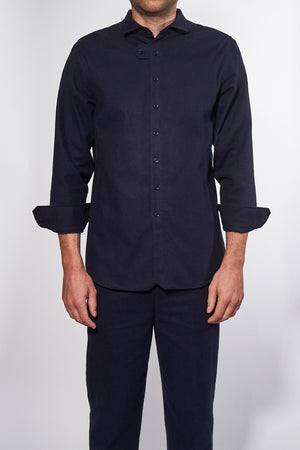 03/15 Flannel Overshirt Navy Suit Male - hello'ben store
