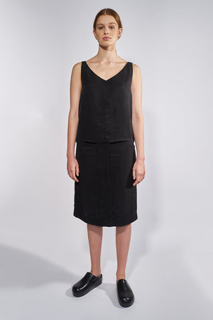 02/14 Satin Midi Skirt black skirt and top - hello'ben store